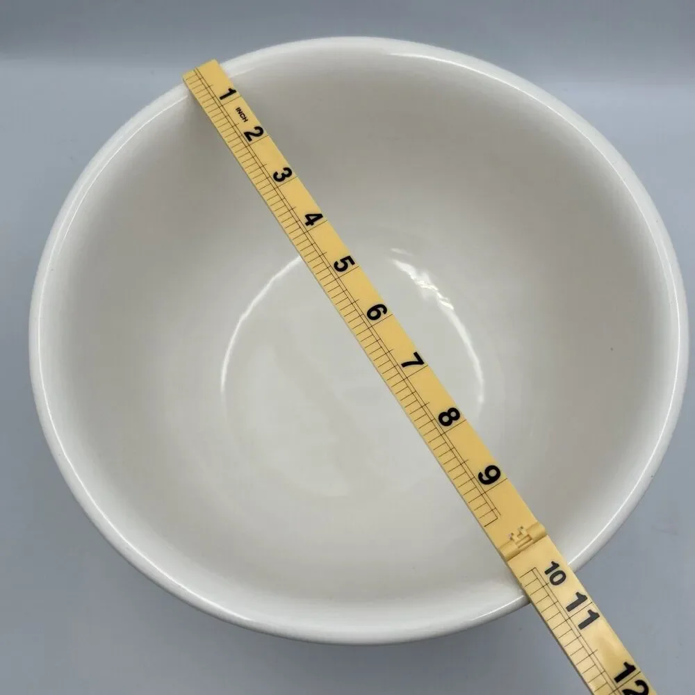 Vintage USA Pottery Family Popcorn Bowl Blue White Ceramic Large 10